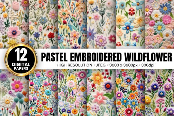 Pastel Wildflowers Embroidery Patterns Review for Etsy Sellers