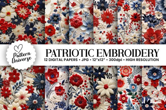 Patriotic Floral Embroidery Patterns Review for Etsy Sellers
