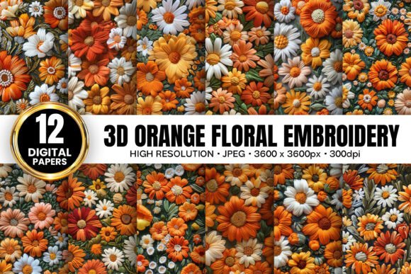 Review: 3D Orange Flowers Embroidery Patterns for Gifts