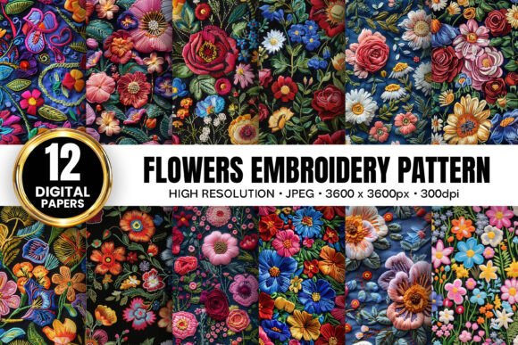 Review: Flowers Embroidery Seamless Patterns for Etsy Shops