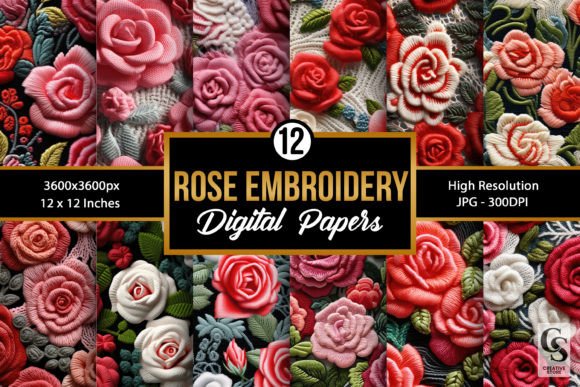 Roses Embroidery Seamless Patterns for Holiday Gifts